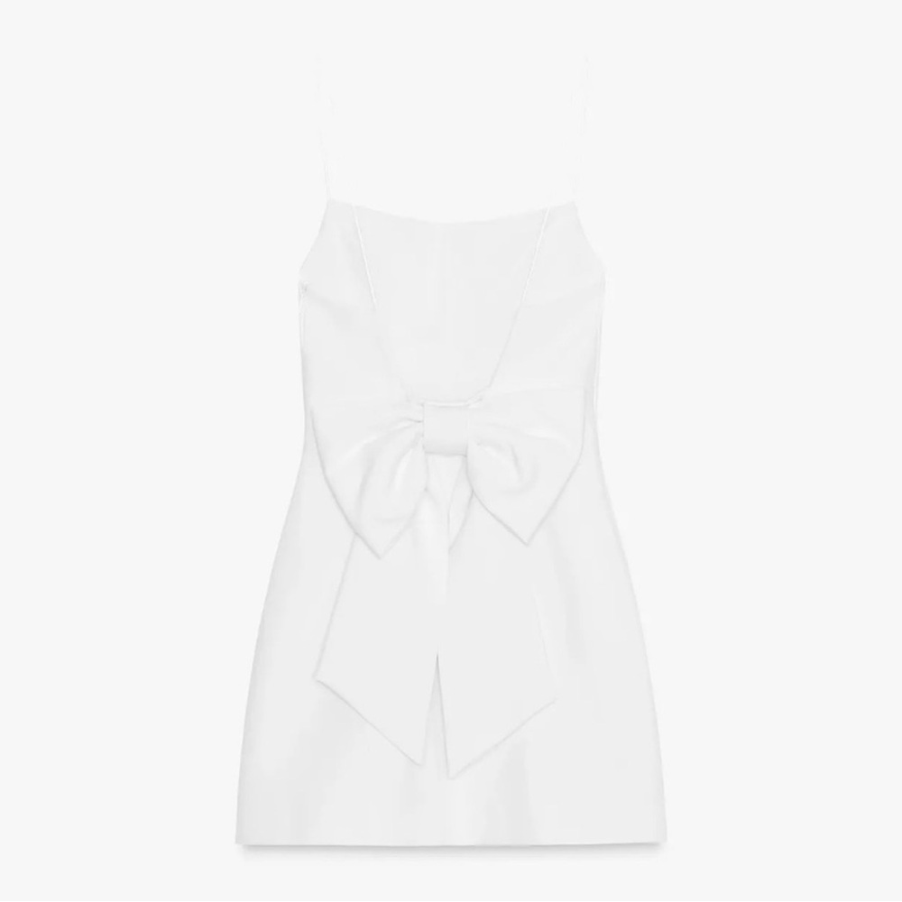Zara White Bow Mini Dress - Picture 4 of 8